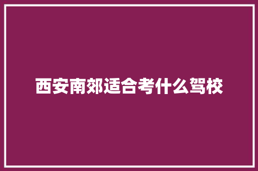 西安南郊适合考什么驾校