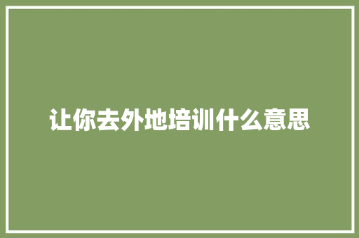 让你去外地培训什么意思