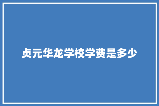 贞元华龙学校学费是多少