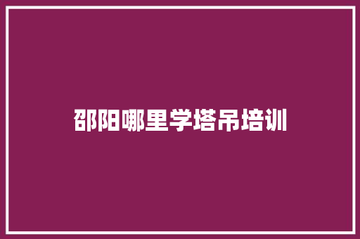 邵阳哪里学塔吊培训