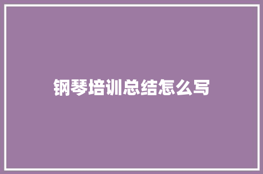 钢琴培训总结怎么写