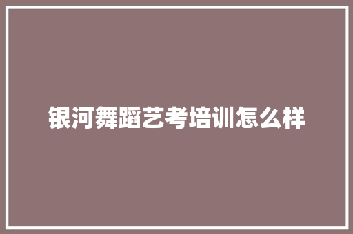 银河舞蹈艺考培训怎么样