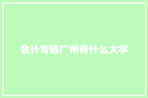 会计专硕广州有什么大学