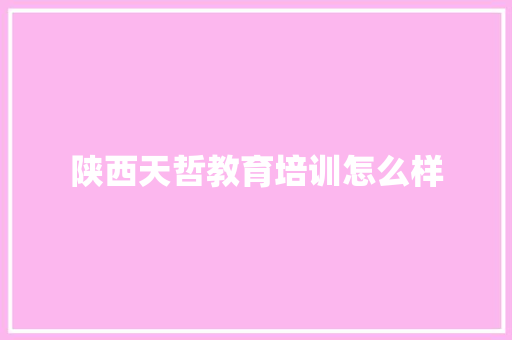 陕西天哲教育培训怎么样