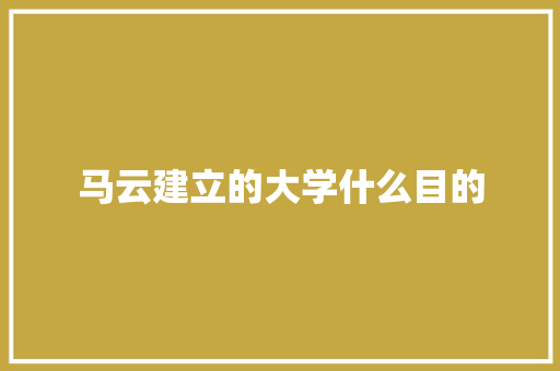 马云建立的大学什么目的