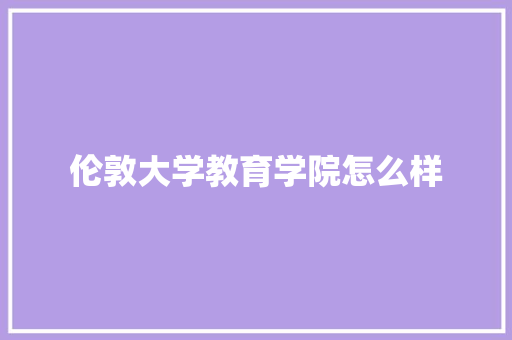 伦敦大学教育学院怎么样