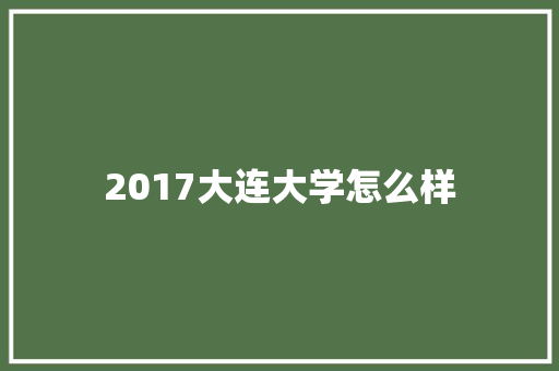 2017大连大学怎么样