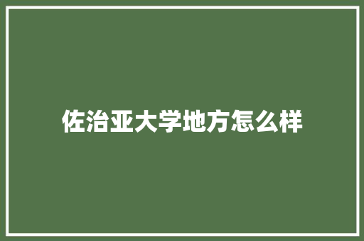 佐治亚大学地方怎么样