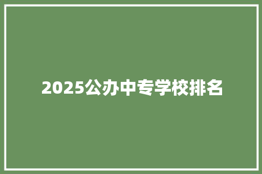 2025公办中专学校排名