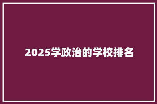 2025学政治的学校排名
