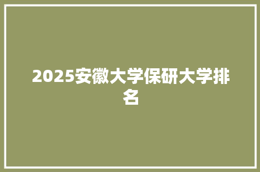 2025安徽大学保研大学排名