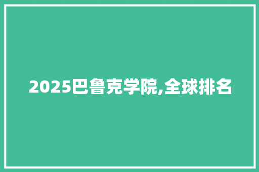 2025巴鲁克学院,全球排名