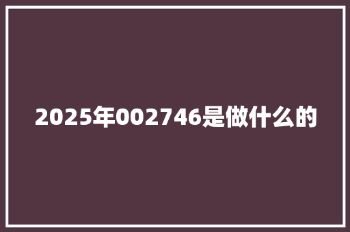 2025年002746是做什么的