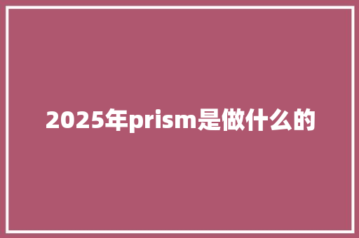 2025年prism是做什么的