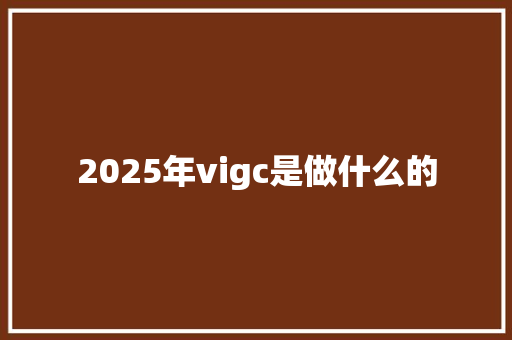 2025年vigc是做什么的