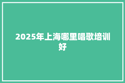 2025年上海哪里唱歌培训好