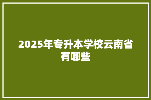 2025年专升本学校云南省有哪些