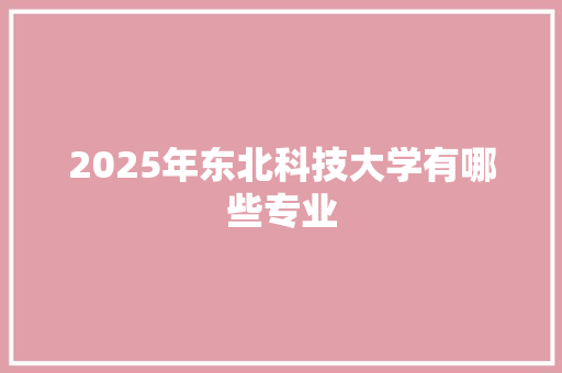 2025年东北科技大学有哪些专业