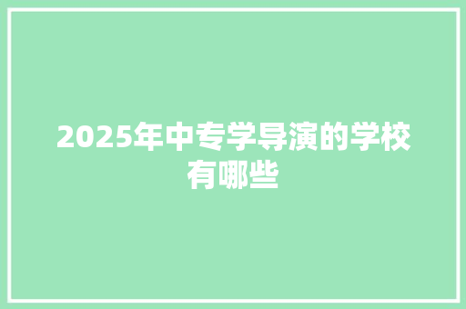 2025年中专学导演的学校有哪些