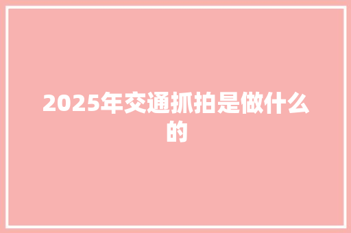 2025年交通抓拍是做什么的
