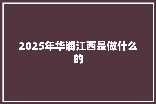 2025年华润江西是做什么的