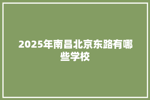 2025年南昌北京东路有哪些学校