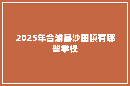 2025年合浦县沙田镇有哪些学校
