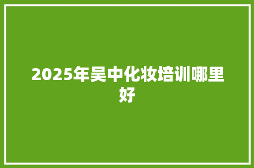 2025年吴中化妆培训哪里好