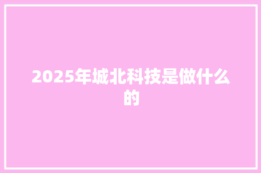 2025年城北科技是做什么的