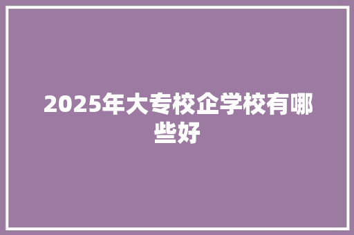 2025年大专校企学校有哪些好
