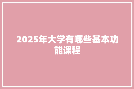 2025年大学有哪些基本功能课程