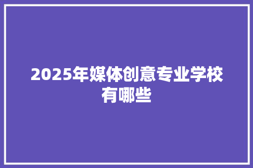 2025年媒体创意专业学校有哪些