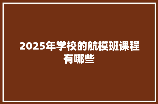 2025年学校的航模班课程有哪些