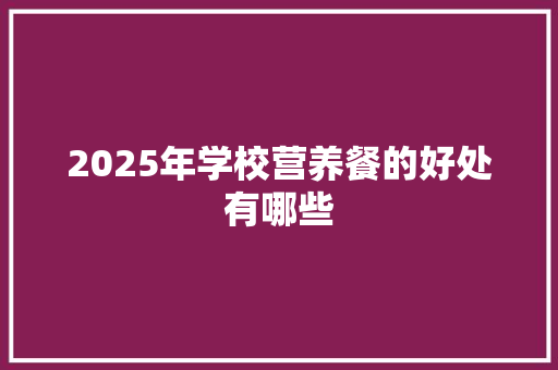 2025年学校营养餐的好处有哪些