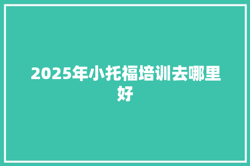 2025年小托福培训去哪里好