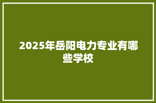 2025年岳阳电力专业有哪些学校