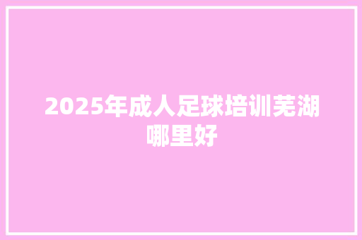 2025年成人足球培训芜湖哪里好