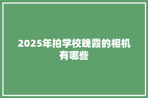 2025年拍学校晚霞的相机有哪些
