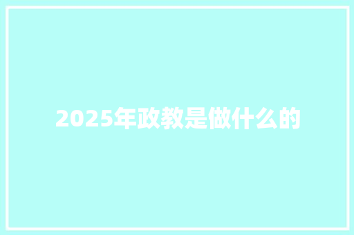 2025年政教是做什么的