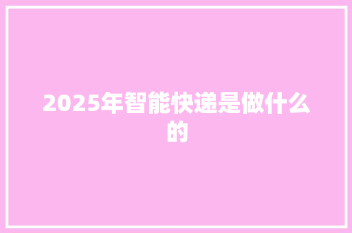 2025年智能快递是做什么的