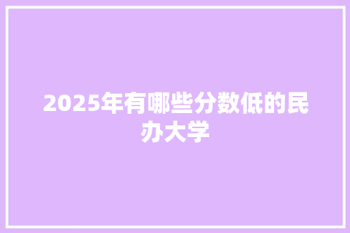 2025年有哪些分数低的民办大学