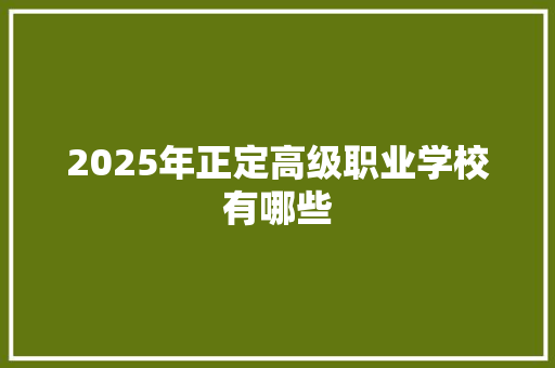 2025年正定高级职业学校有哪些