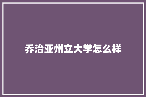 乔治亚州立大学怎么样