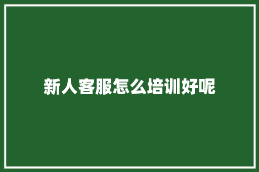 新人客服怎么培训好呢