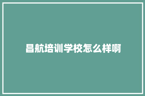 昌航培训学校怎么样啊