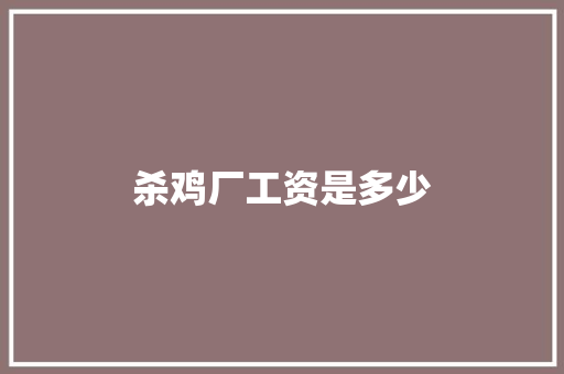 杀鸡厂工资是多少