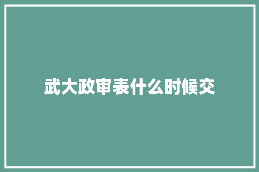 武大政审表什么时候交