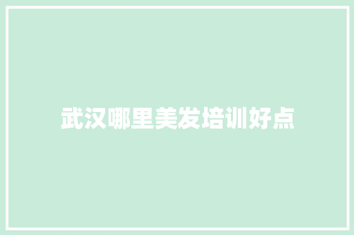 武汉哪里美发培训好点