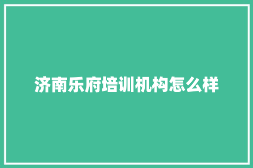 济南乐府培训机构怎么样