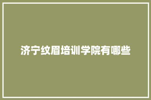 济宁纹眉培训学院有哪些